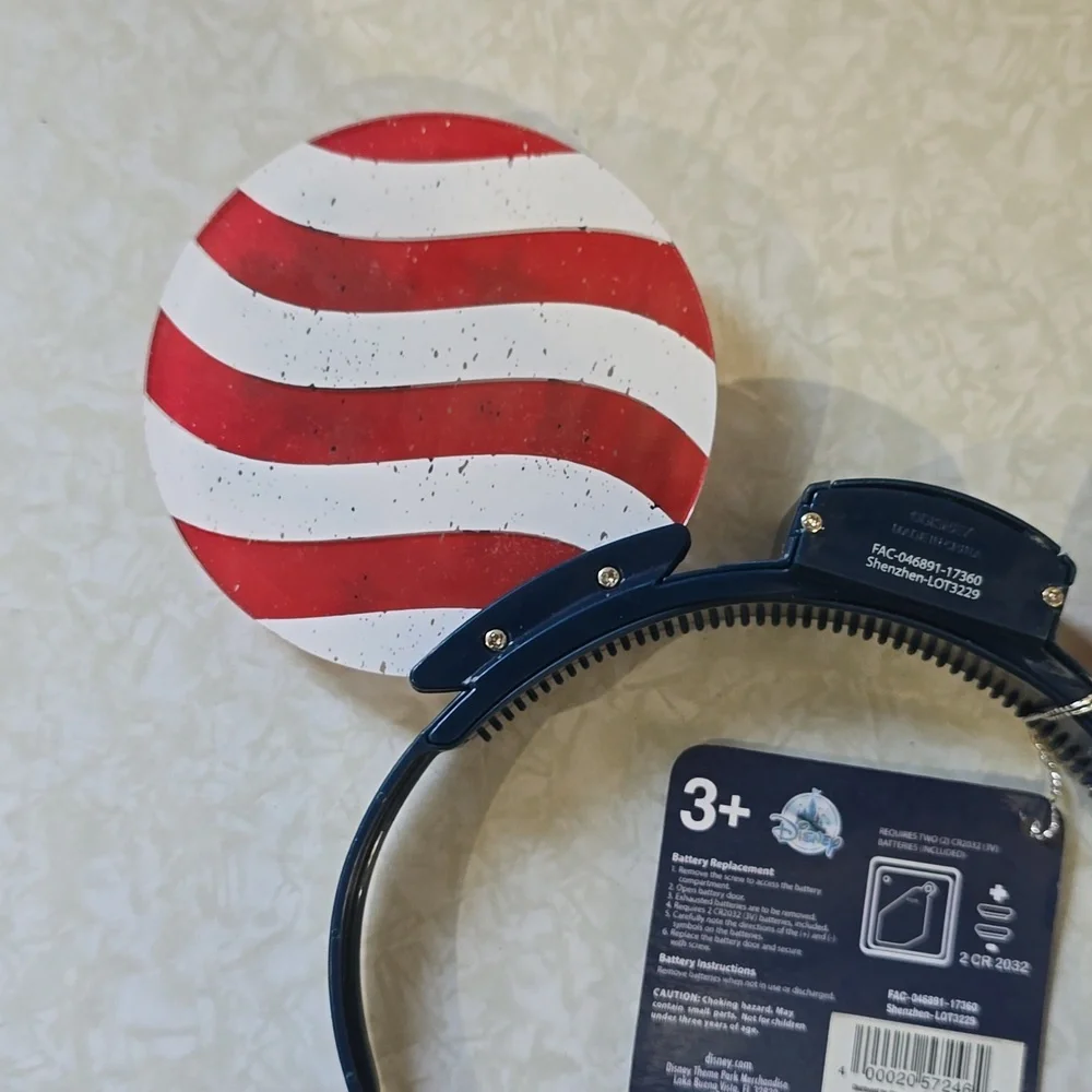 Disney‎ Parks Americana Mickey Light Up Ears Glow Headband USA Ages 3+
